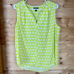 Market & Spruce Yellow, White And Blue Sleeveless Top Size Large EUC